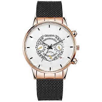 Men's Fake Three-eye Casual Business Watch with Calendar and Mesh Strap, Fashionable and Simple Design