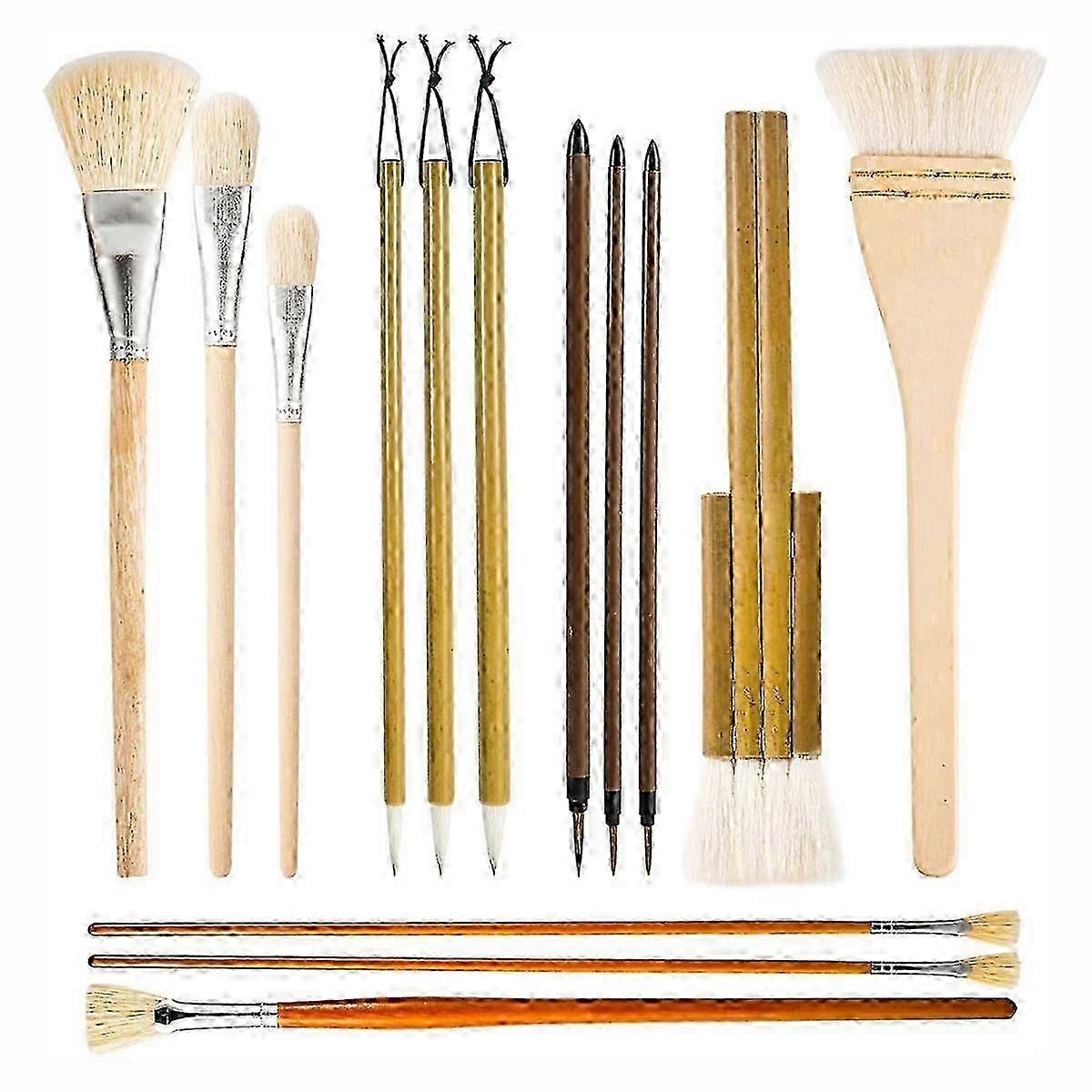 14Pcs Wood Ceramic Glaze Brush Set