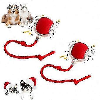 2-Pack 360-Degree Smart Automatic Rolling Pet Balls. Rechargeable Irregular Movement compatible with Cats and Dogs. Red DSW