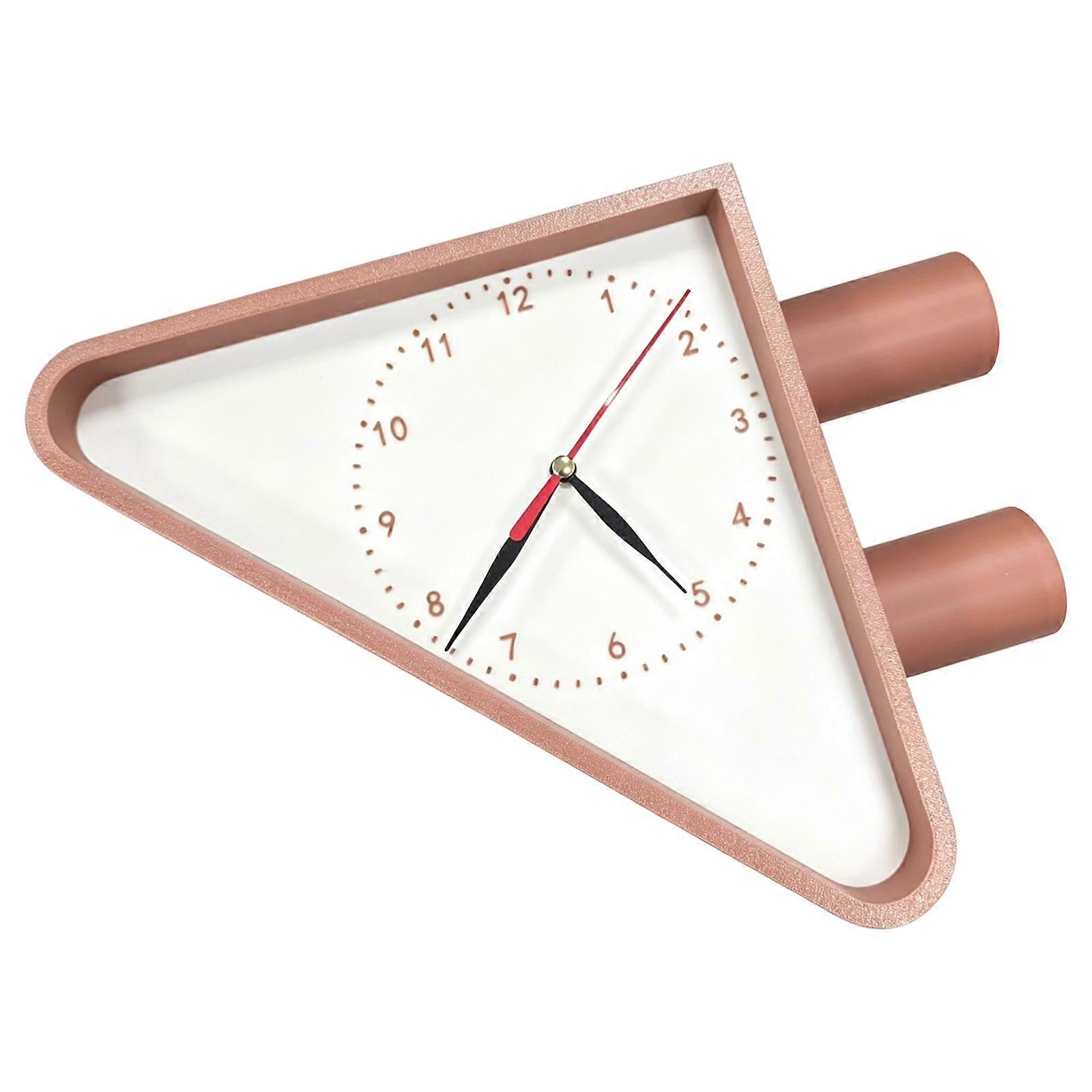 Double-Sided Wall Clock with Side-Mounted Display, Vintages Inspired Triangular Timepiece for Hallways and Entryways  brown