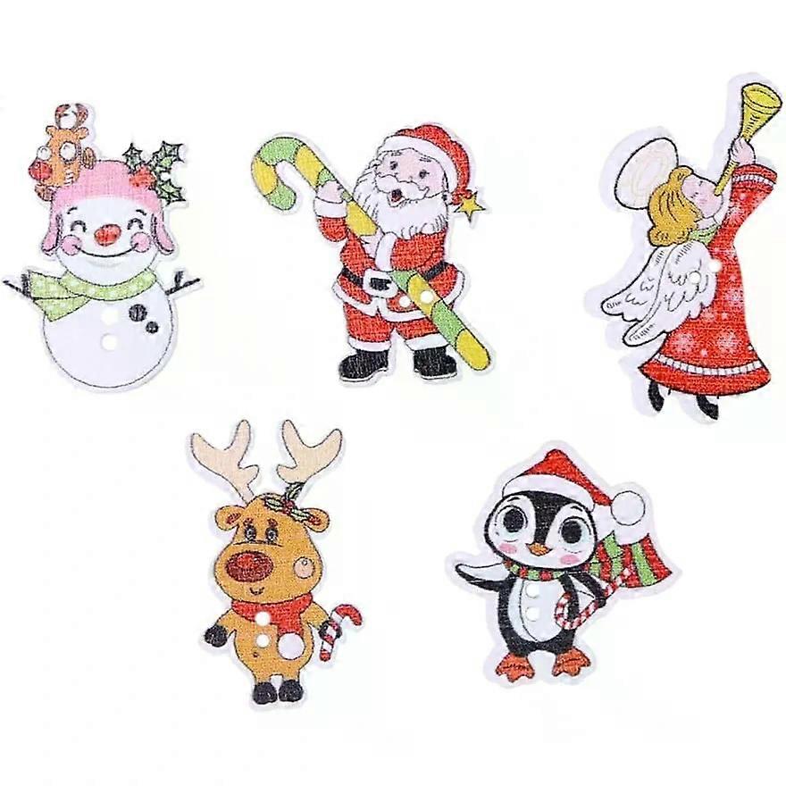 DIY Christmas Buttons 50pcs Mixed Decorative Craft Set