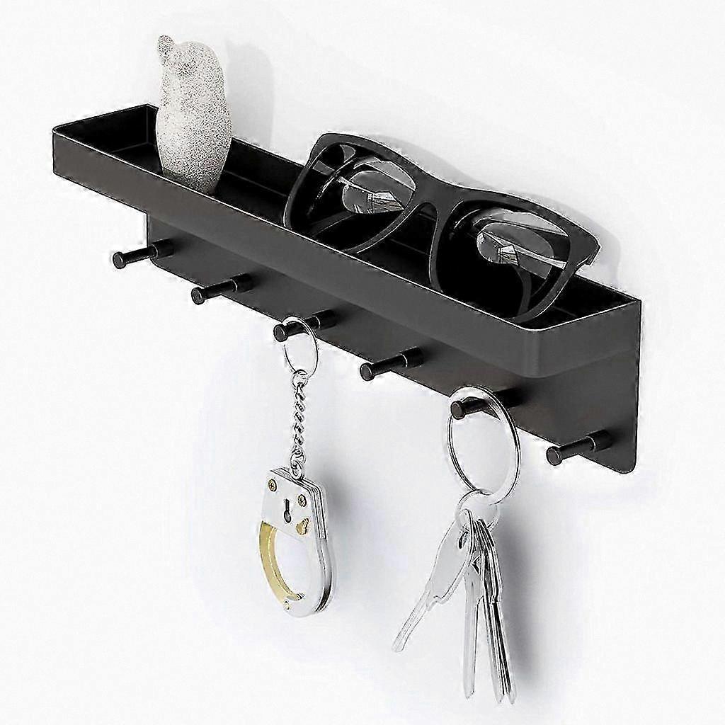 Modern Stainless Key Rack With Integrated Shelf