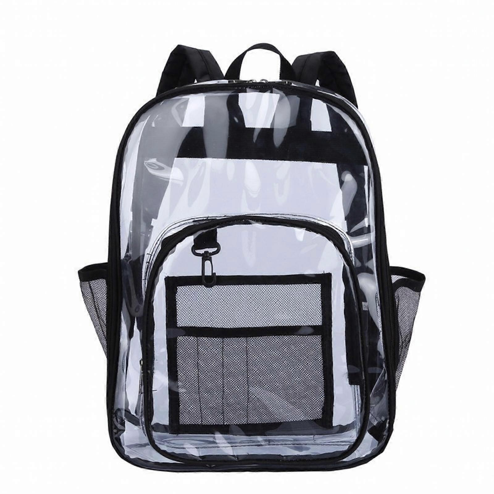 Transparent PVC Backpack Water-Resistant Clear PVC Backpack Adjustable Bookbag