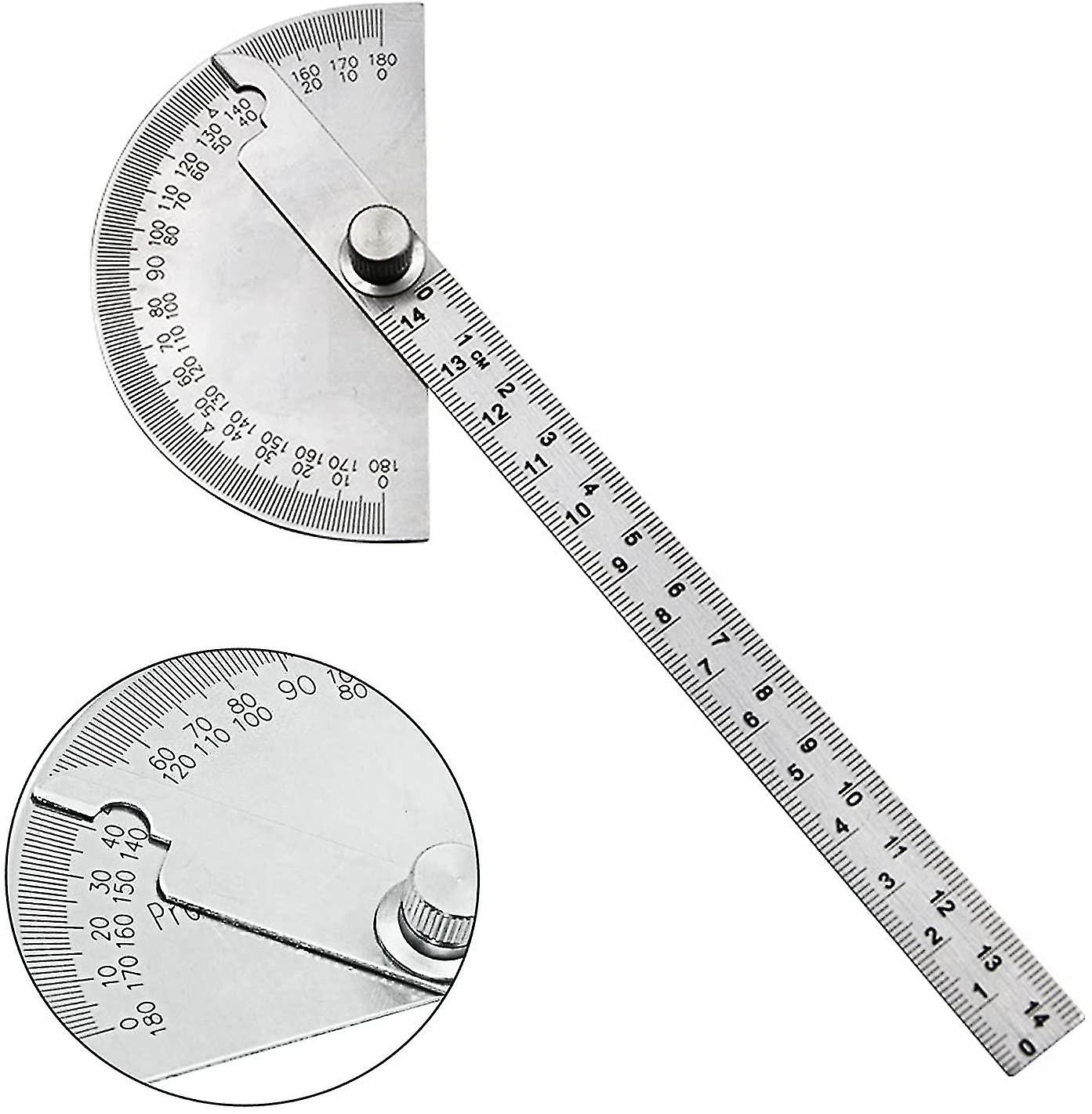 Pxcl 0-180 Degree Round Head Protractor, Multifunctional Stainless Steel Angle Protractor, Round Head Engineer Protractor Protractor For Painting