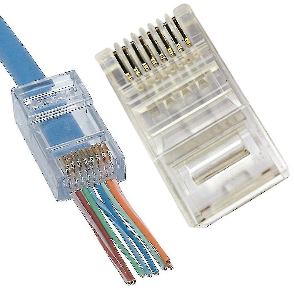 Rj45 Pass through Modular New Ethernet Cable Plug Network Connector End Cat6 8p8c 100db