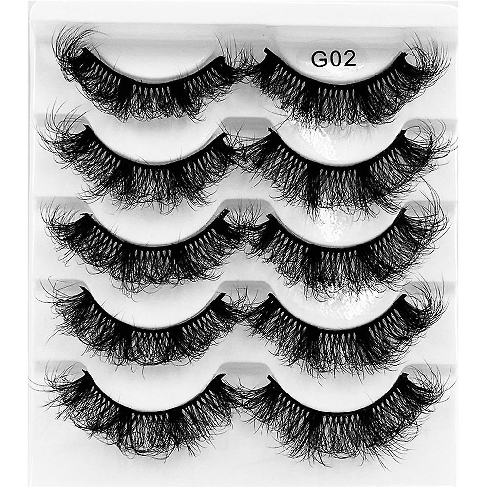 5 Pairs False Eyelashes Multilayered Bushy Curling Up Lashes