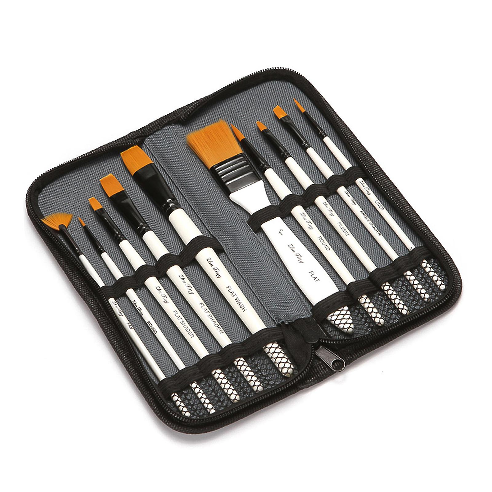 10pcs Paint Brushes Set Kit Artist Paintbrush Multiple Mediums Brushes