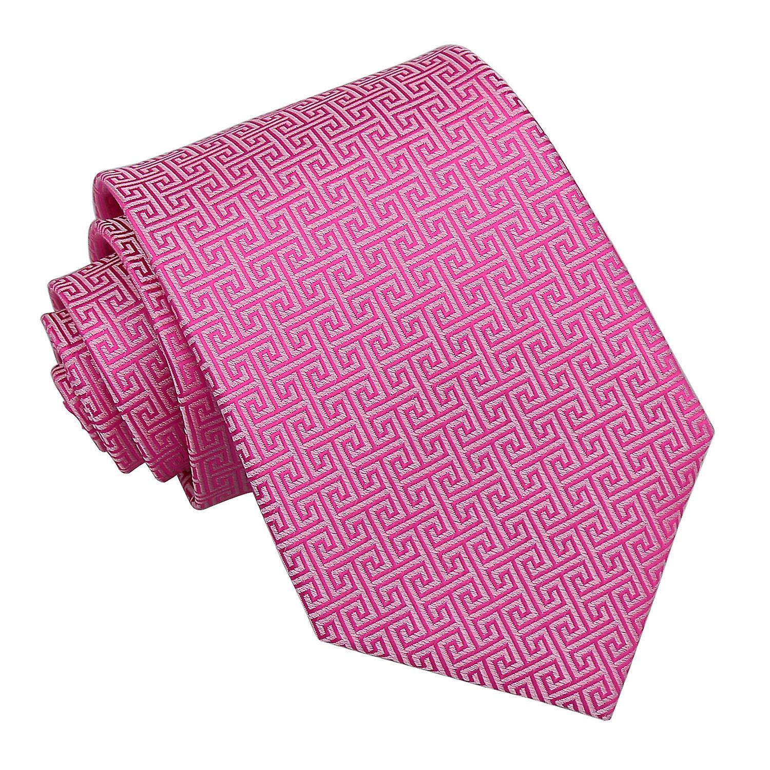 Fuchsia Pink Greek Key Tie