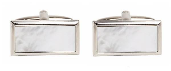 David Van Hagen Mother of Pearl Wide Rectangle Cufflinks - Silver
