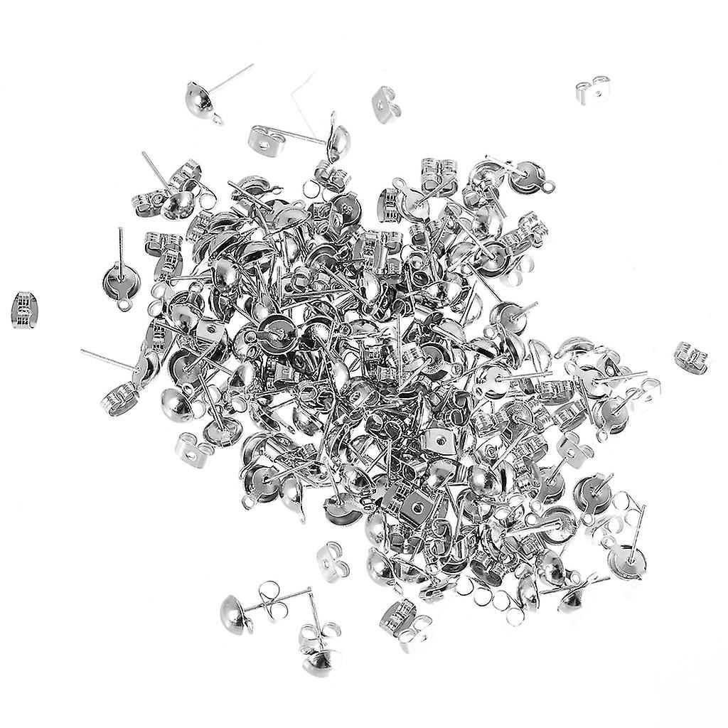 100pcs Earring Stud Posts and Scroll Backs Jewelry Findings