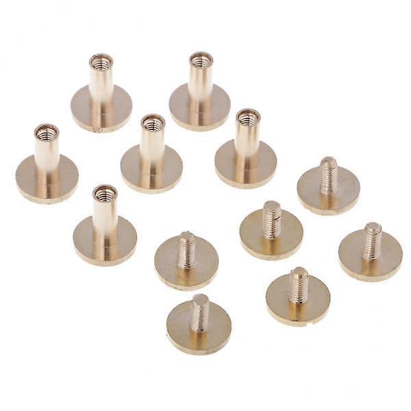 2x6 Pieces Solid Brass Nail Rivet Stud Button for Belt Bag Leather Craft 10mm
