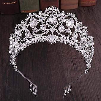 Red Crystal Tiaras Vintage Rhinestone Pageant Crowns with Comb Baroque Wedding Hair Jewelry Accessories