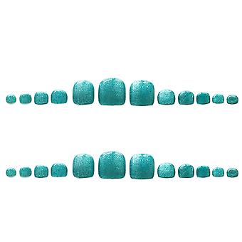 Green Cat-eyes Short Fake Toenails With Suitable Radian And Thickness Nails For Professional Nail Specialist