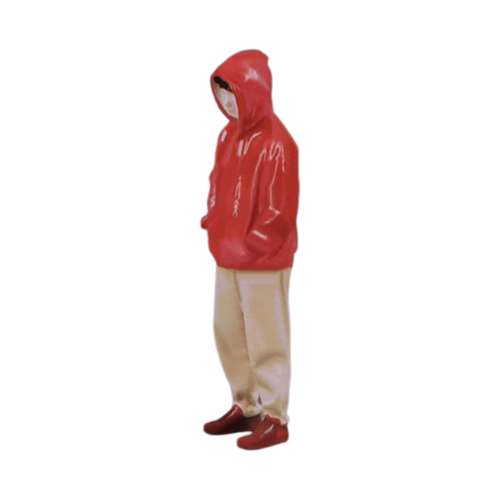 1/24 Scale Models Figurine Red Clothes Standing Tiny People for Sand Table