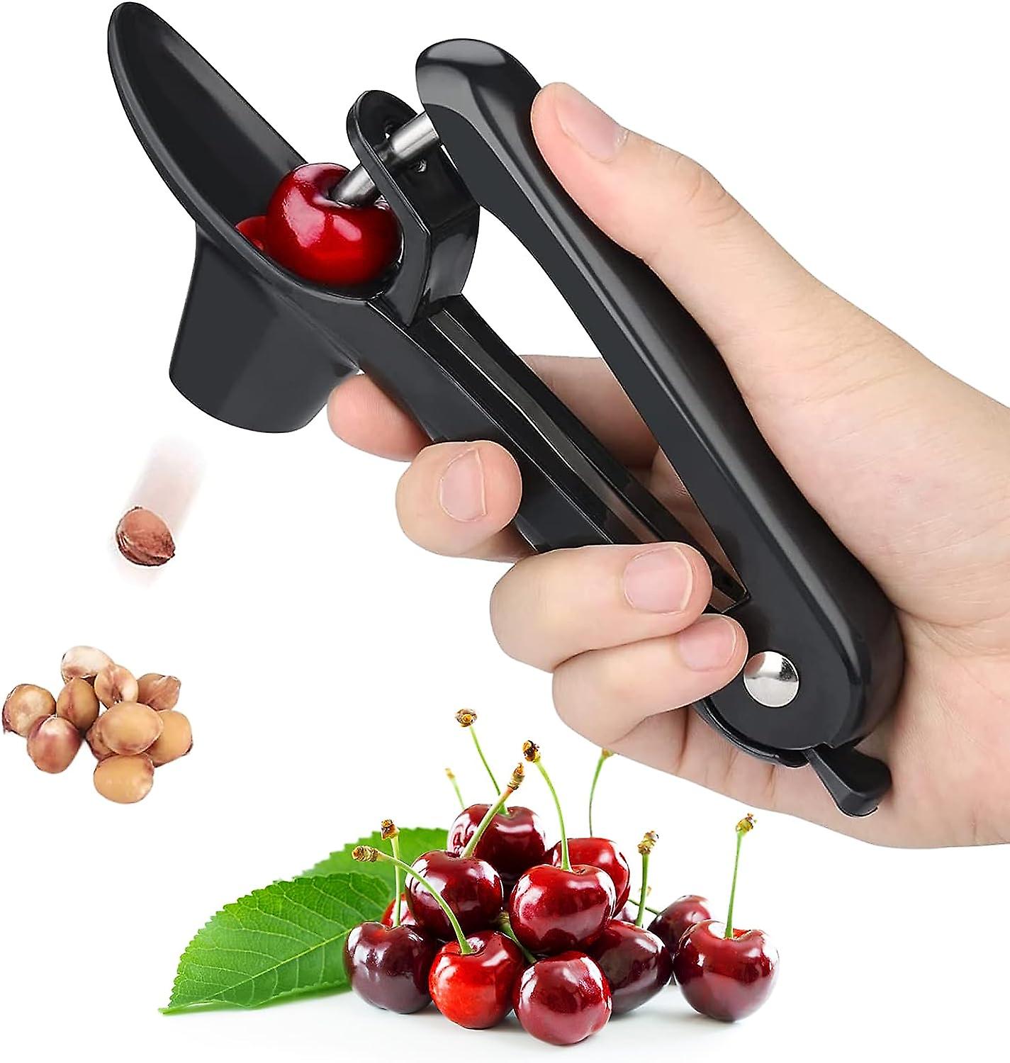 Cherry Pitter - Heavy-duty Olive And Cherry Pitters Corer Tool With Space-saving Lock Design, Multi-function Cherries Stoner Seed Remover Tool(black)