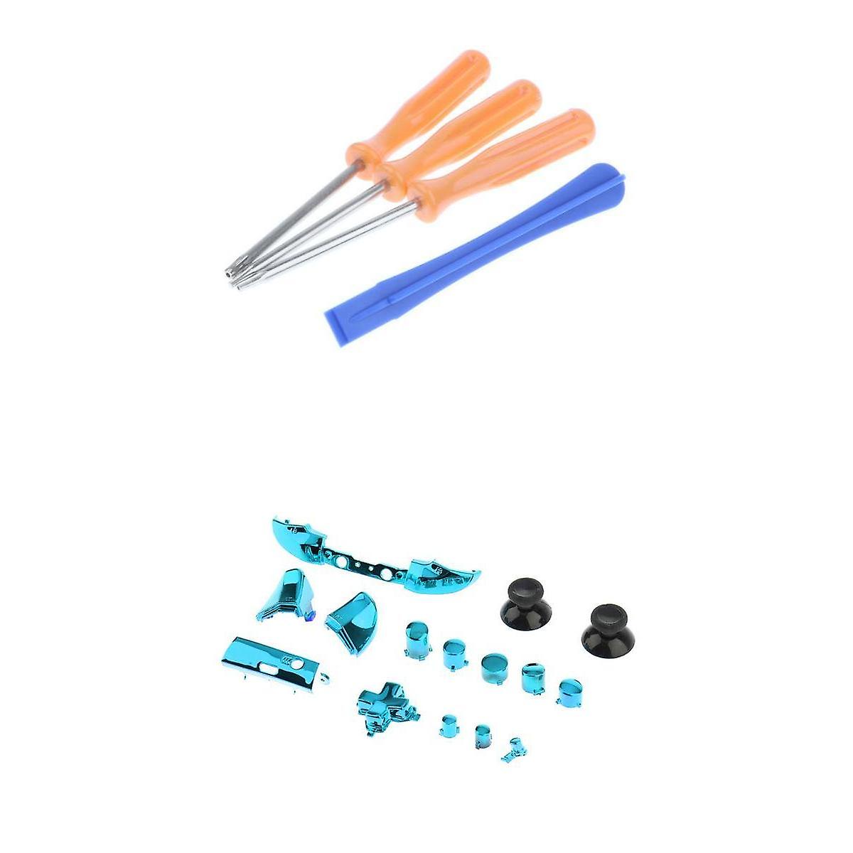 Full Button Set Bumper ABXY Mod Kits For  One S Controller Chrome Blue