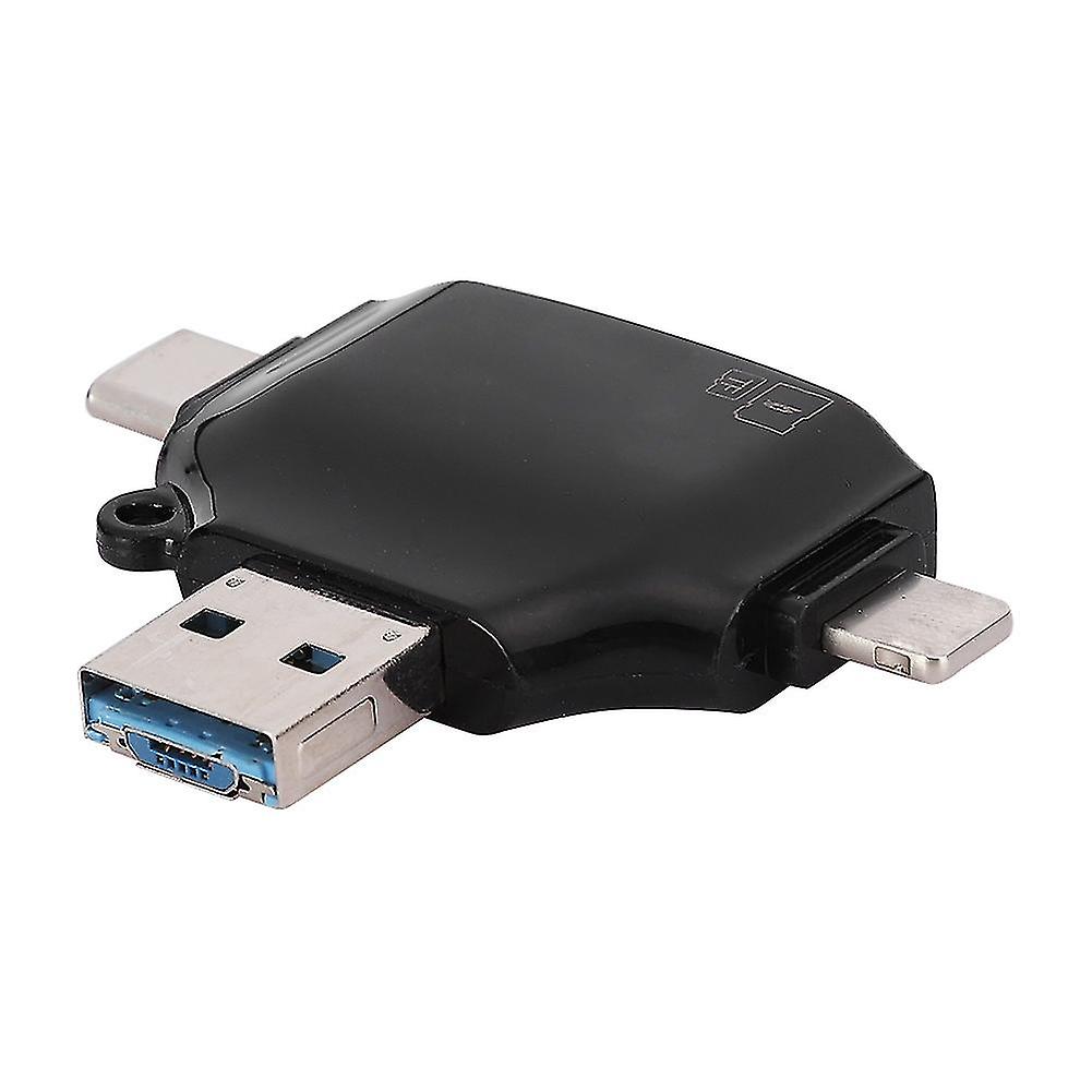 Multi Function Four In One Memory Card Camera OTG Card Reader for IOS Mobile Phone Black