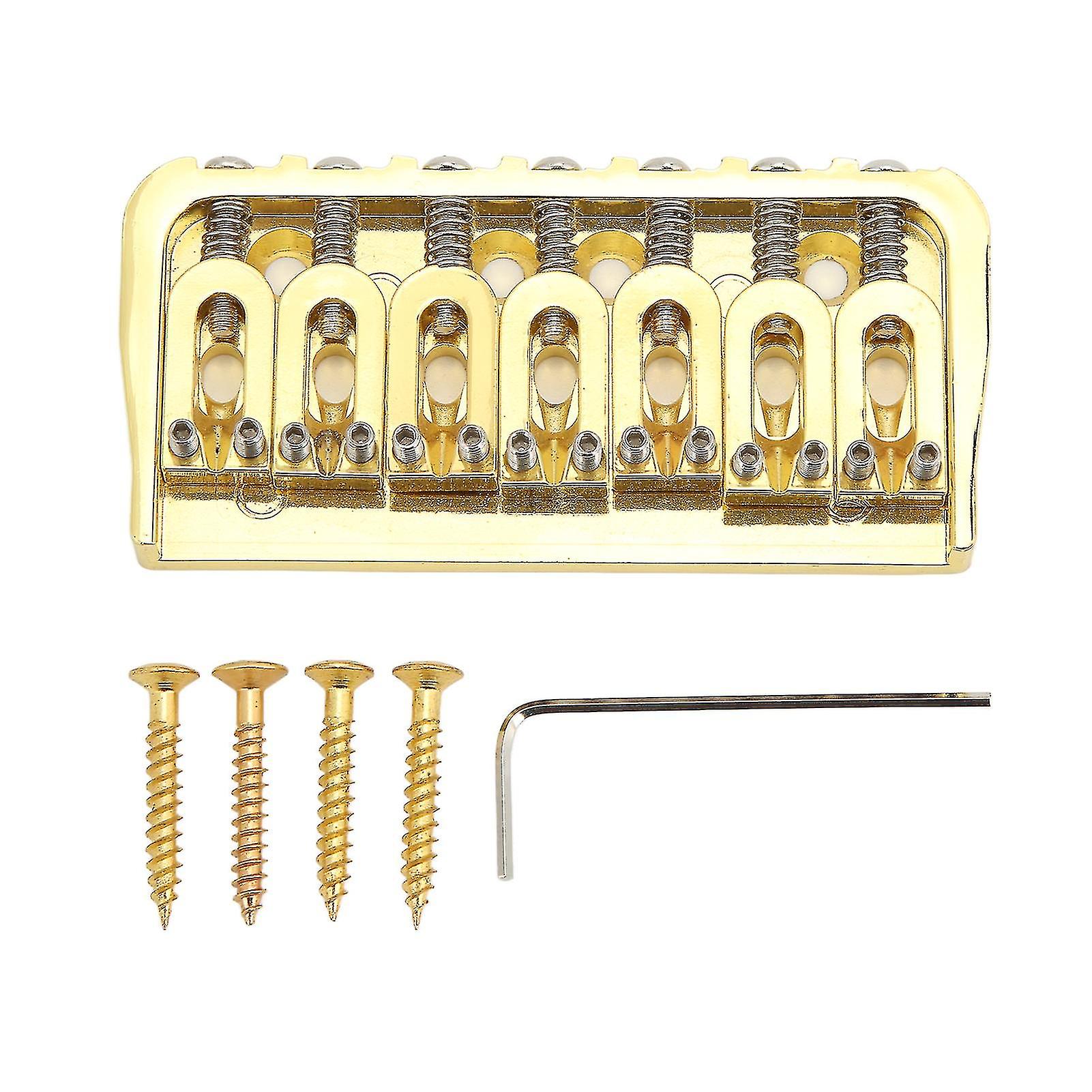 Electric Guitar Fixed Short Bridge Hardtail 7 String Through Body Design Non Tremolo Golden