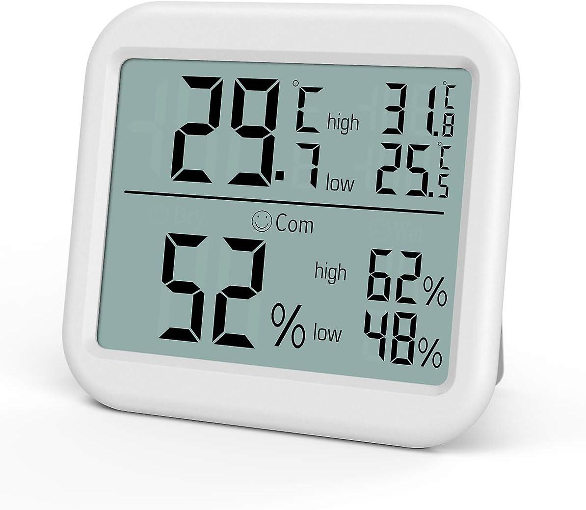 Digital thermometer and hygrometer, large indoor LCD thermometer, thermometer and hygrometer with min/max recording, ℃/℉ switch, comfort meter