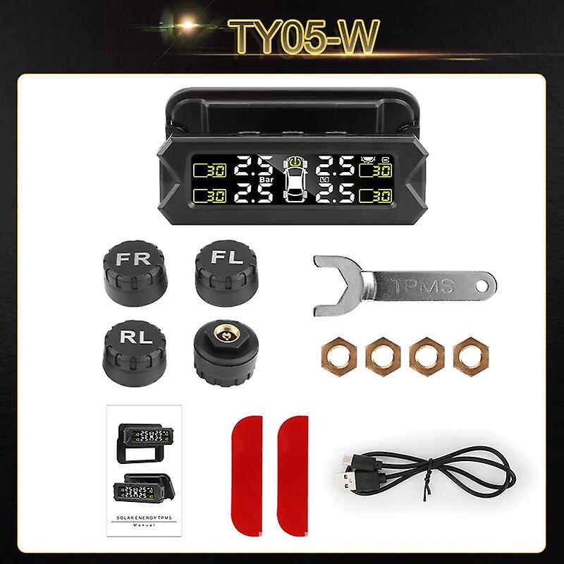 Jansite Car Tpms Tire Pressure Alarm Monitoring System Tyre Sensor Solar Charge With Bracket 360 Adjustable Ip68 Waterproof 6bar