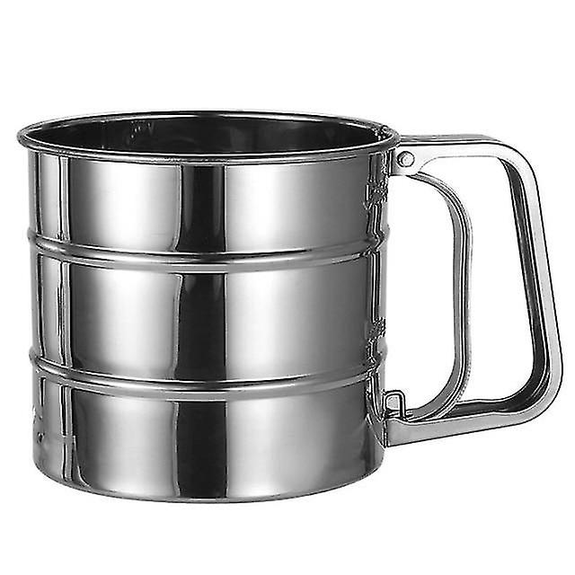 Baking Cookie Sheets High Quality Stainless Steel Flour Sifter With Hand Press Double Layers Sieve Baking Sieve Cup