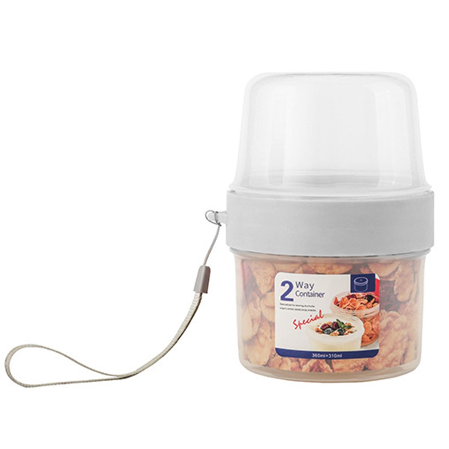Food Container Double Layers Multifunctional Transparent Portable Yogurt Cereal To-Go Container for