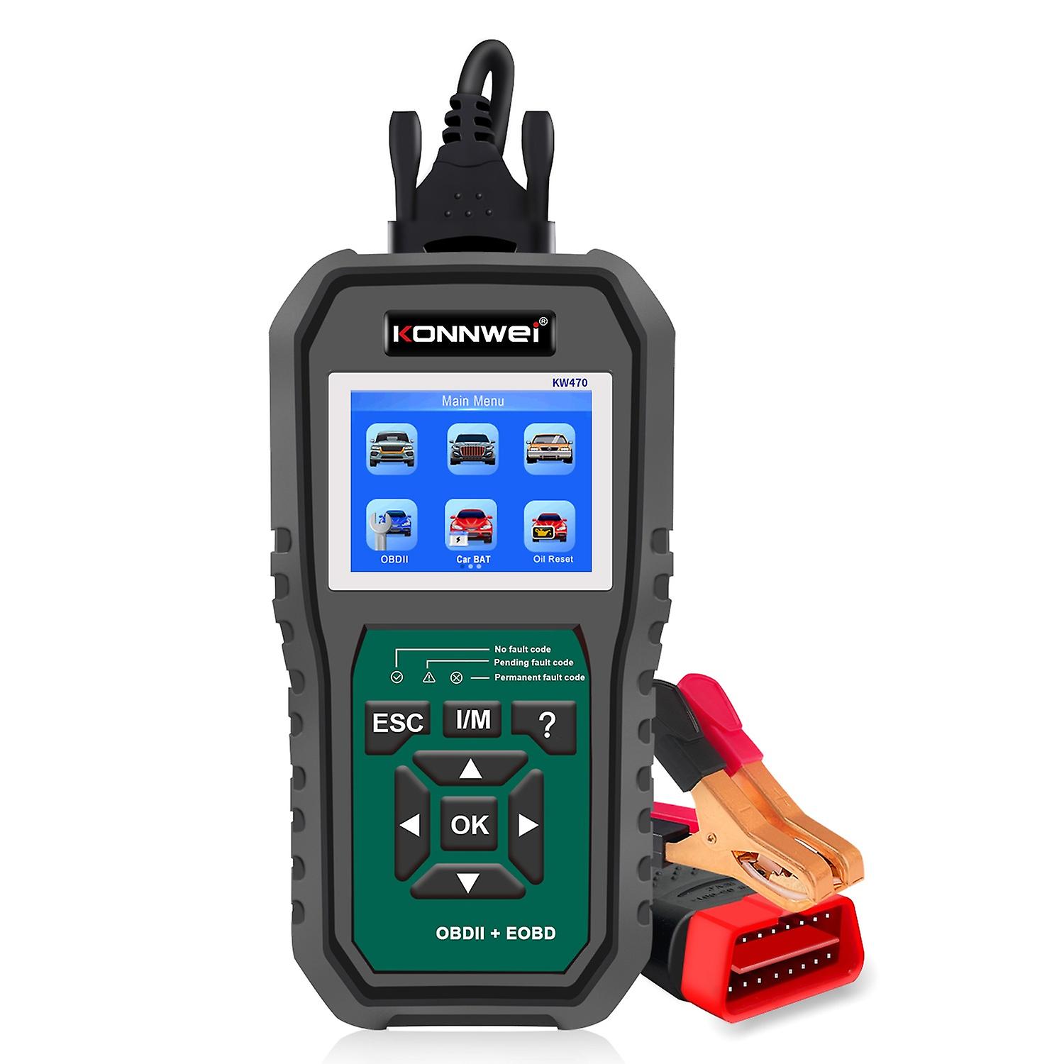 KONNWEI KW470 OBDII Code Reader &BatteryTester&Full System Diagnostic Scanner Erstatning for Ford fo