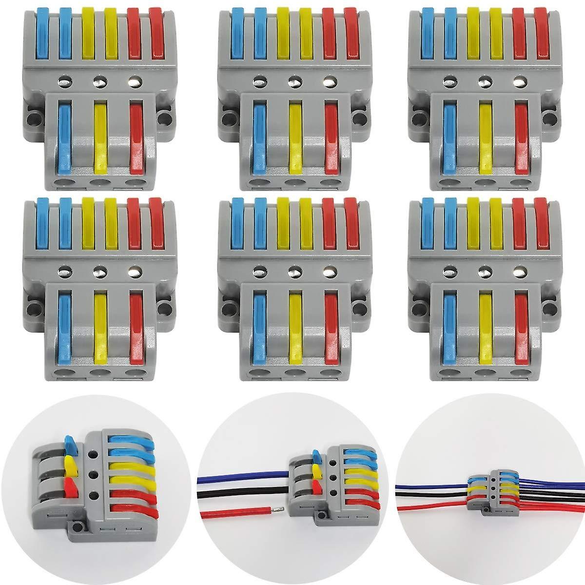 Electrical Connector, 6 Pcs Electrical Terminal Block, Compact Automatic Electrical Connection Termi