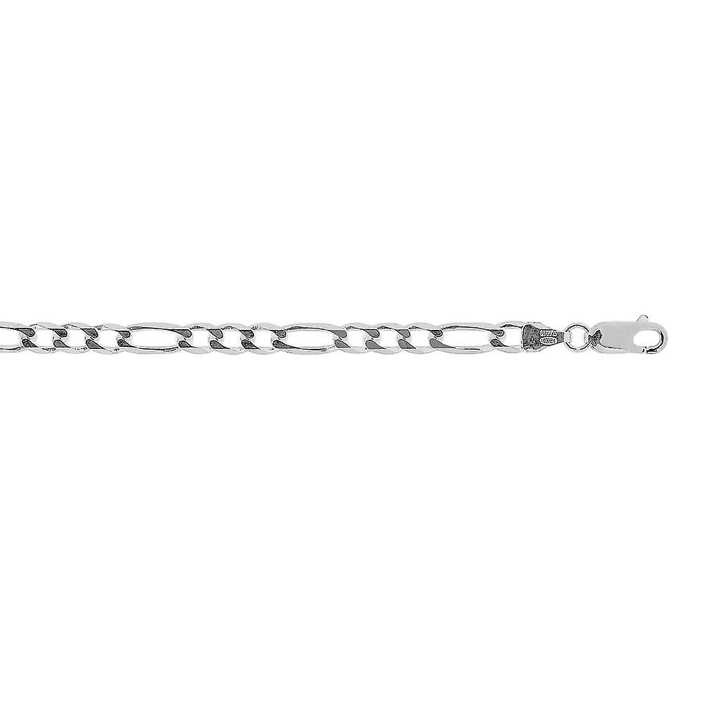 Silver With White Finish 4.7mm Shiny and Sparkle Cut Figaro Chain Necklace With Lobster Clasp 28 i Chain-Necklace for Wo