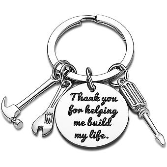 SUJI Dad Keychain Dad Gifts From Son Daughter Christmas Gift Keyring Father's Day Gift For Dad Papa Daddy (Thank you for helping me build my life)