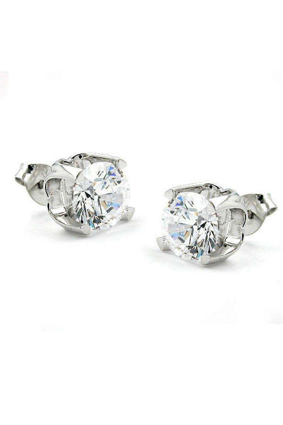 Stud Earrings 8mm White Zirconia Silver 925 - Gl90749