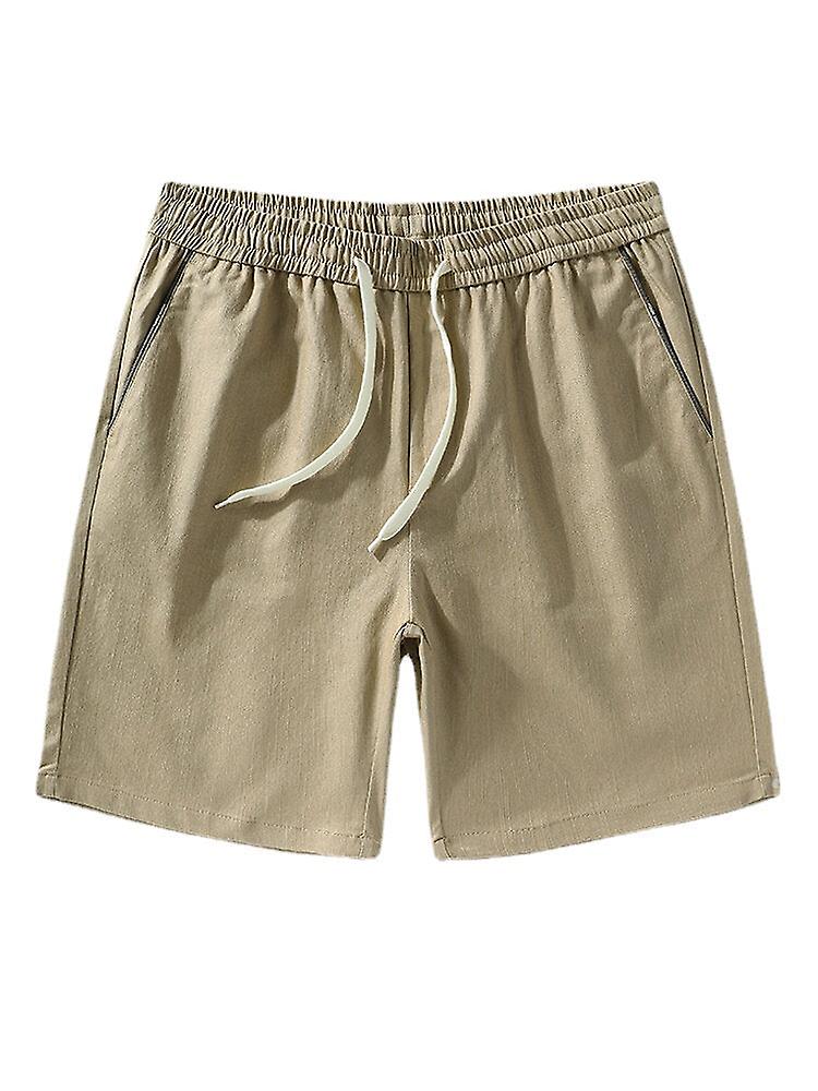 Men's Solid Color Drawstring Elastic Waist Mid-length Shorts