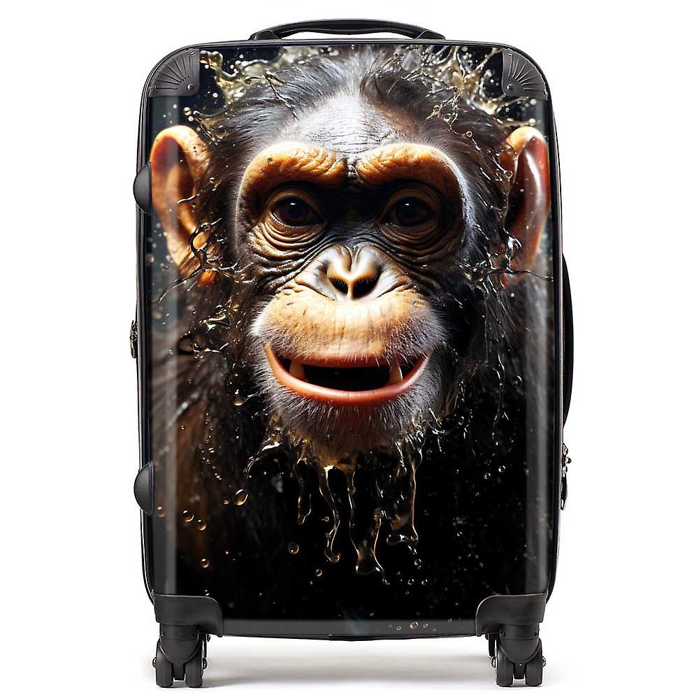 Realistic Monkey Face Splashart Suitcase