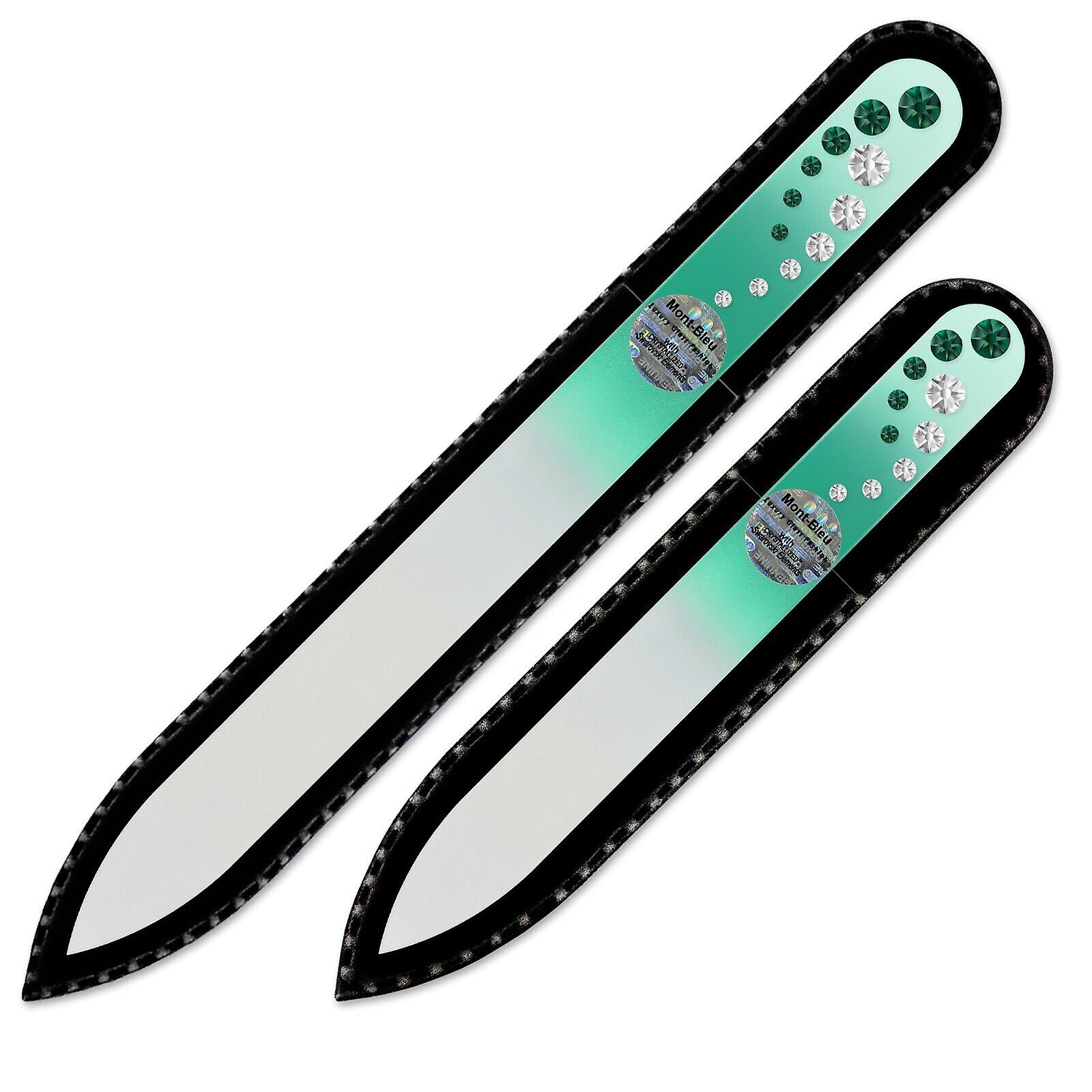 2-piece Nail File Set with Crystals for Women COC-MS - Emerald - Crystal