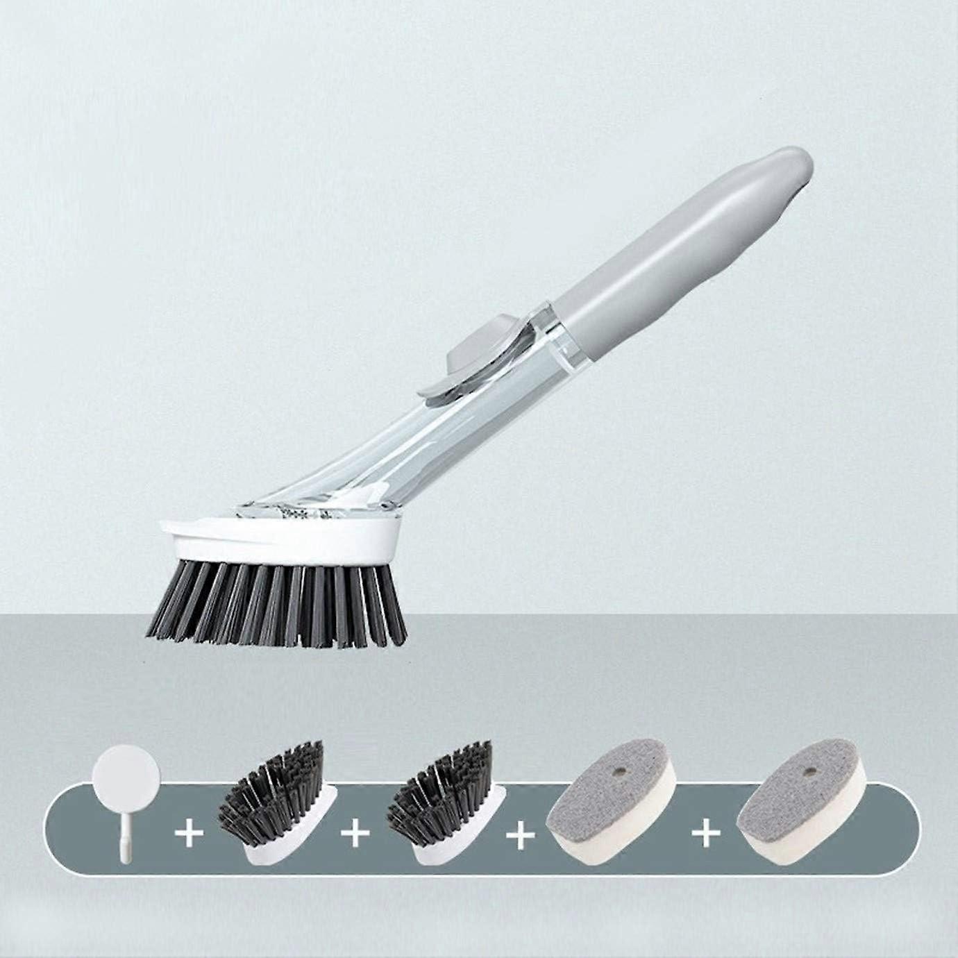 4 Pack Replaceable Brushes Dish Brush Refills, 3 in 1 Sponge and Bristle Brushes for Dish Washing, E