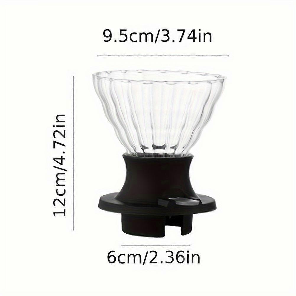 Premium High Borosilicate Glass Coffee Dripper - Reusable Pour Over Filter Holder For Rich, Smooth Brews - Black