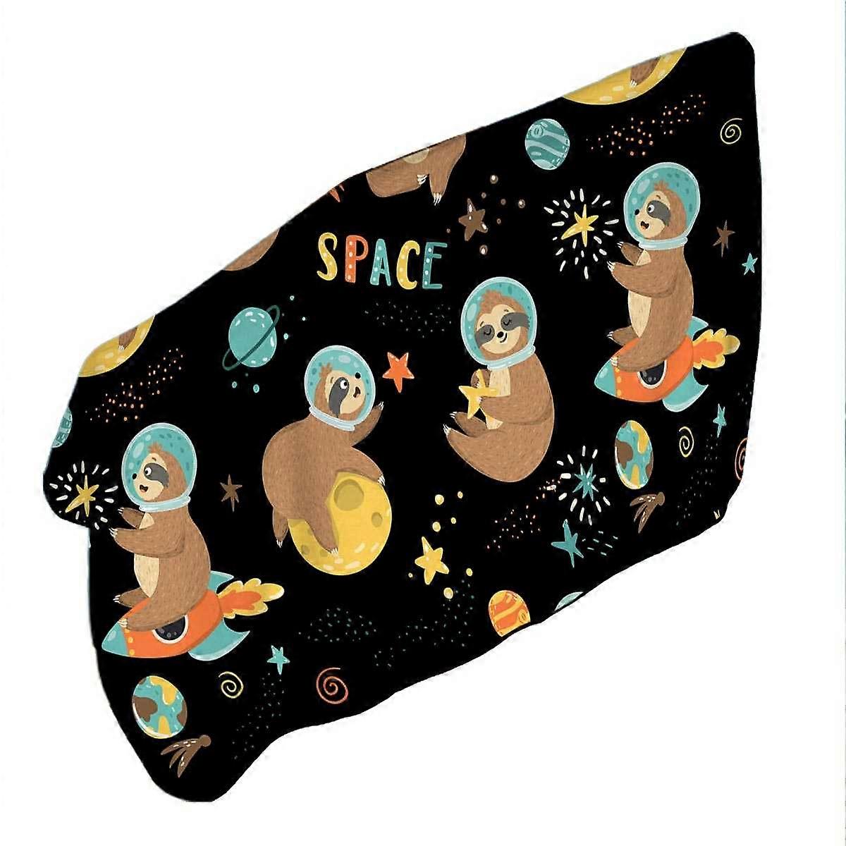 Funny Cool Sloth in Space Microfiber Beach Towel