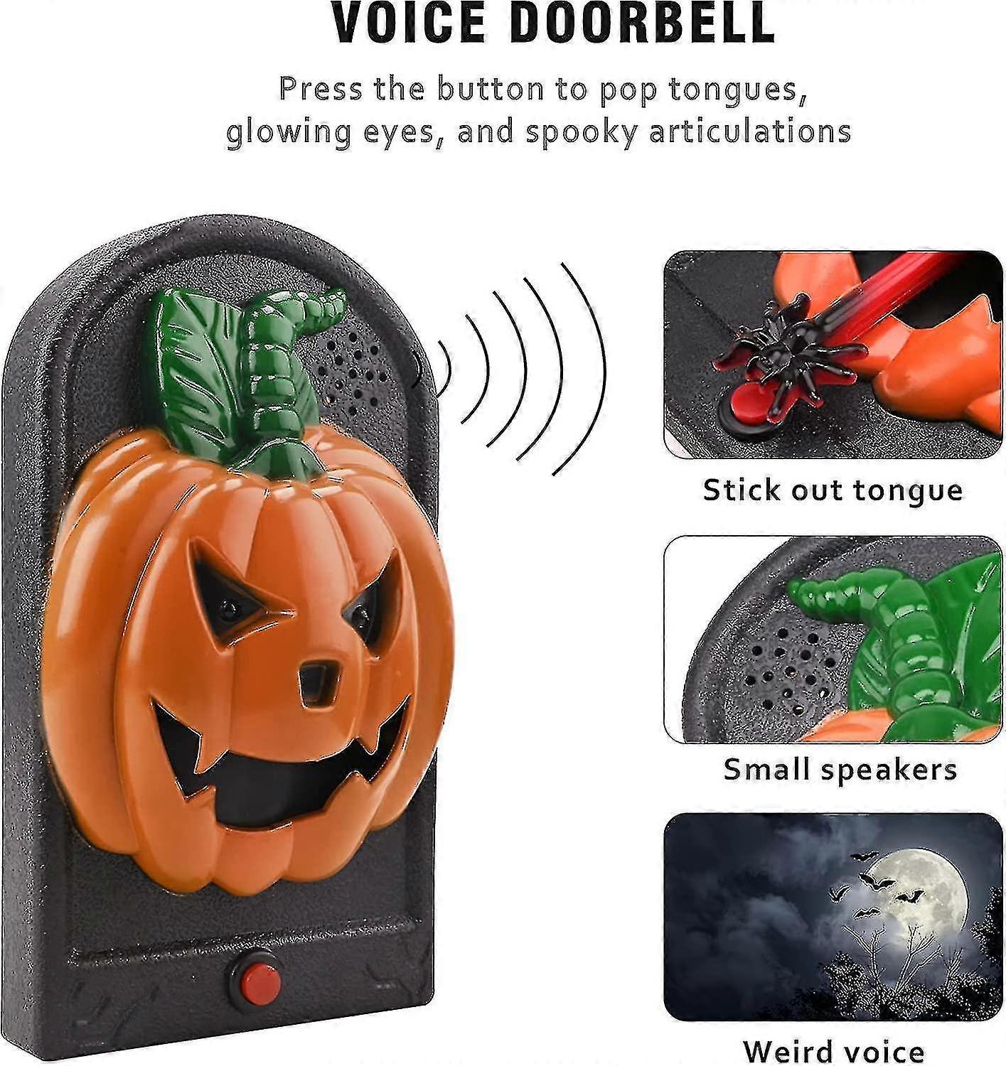 Halloween Doorbell, Spider Animated Eyeball Doorbell With Spooky Sounds Light Trick Or Treat Event Fo  B0bc3qgb5w