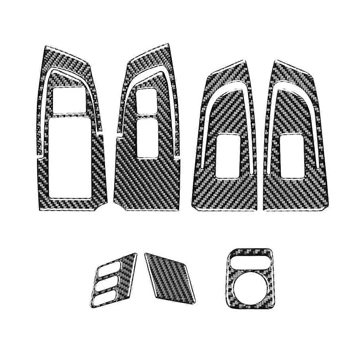 Window Lift Switch Button Panel&Mirror Switch Cover&Seat Memory Trim for TSX 2009-2014 LHD Carbon Fiber