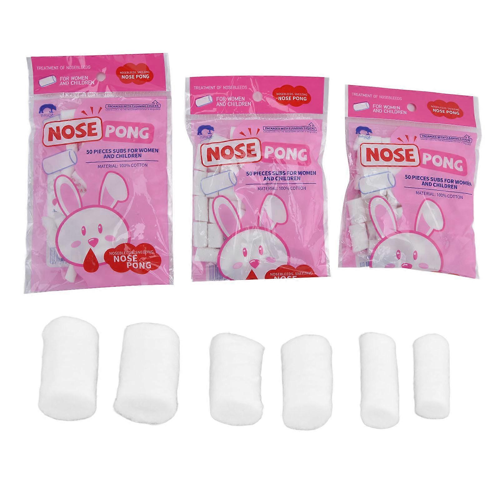 3 Bags Nose Cotton Pads Different Sizes Quickly Stop Bleeding Rolled Cotton Ball for Nosebleed