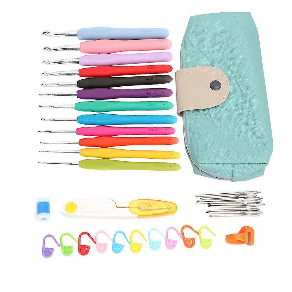 2.0-8.0mm Soft TPR Handle Crochet Hook Set Smooth Knitting Needles Accessories with Bag(35Pcs) YEMAA