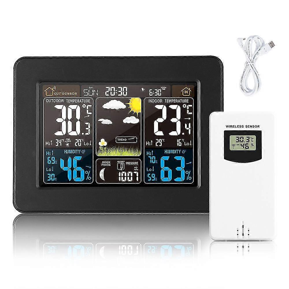 Usb Electronic  Color Screen Weather Forecast Clock Wireless Weather Clock Perpetual Calendar