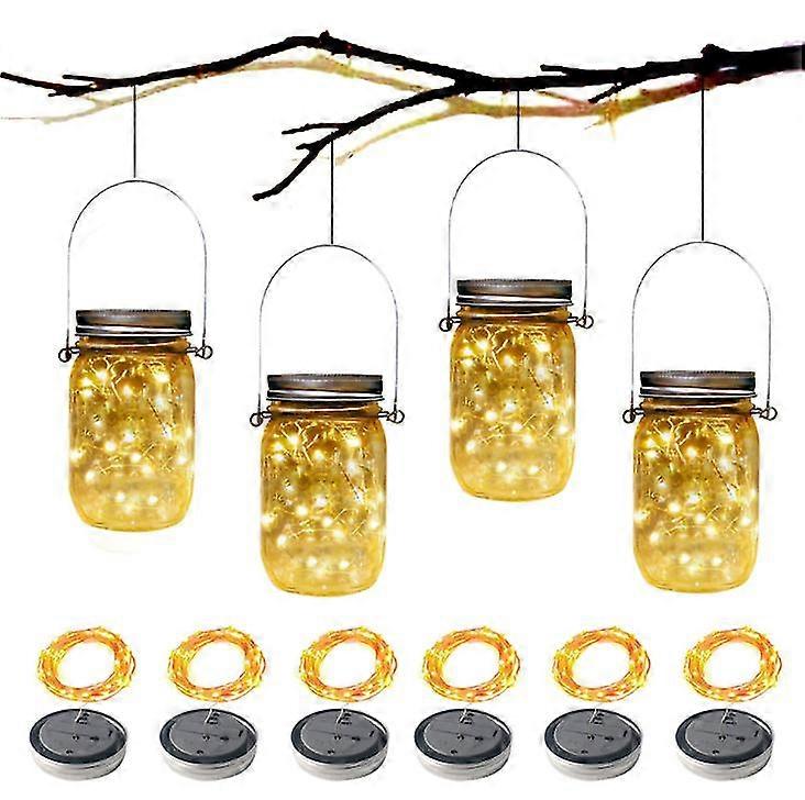 12pcs Mason Jar Lid Fairy String Solar Powered Lights Lamp Garden Party Decor
