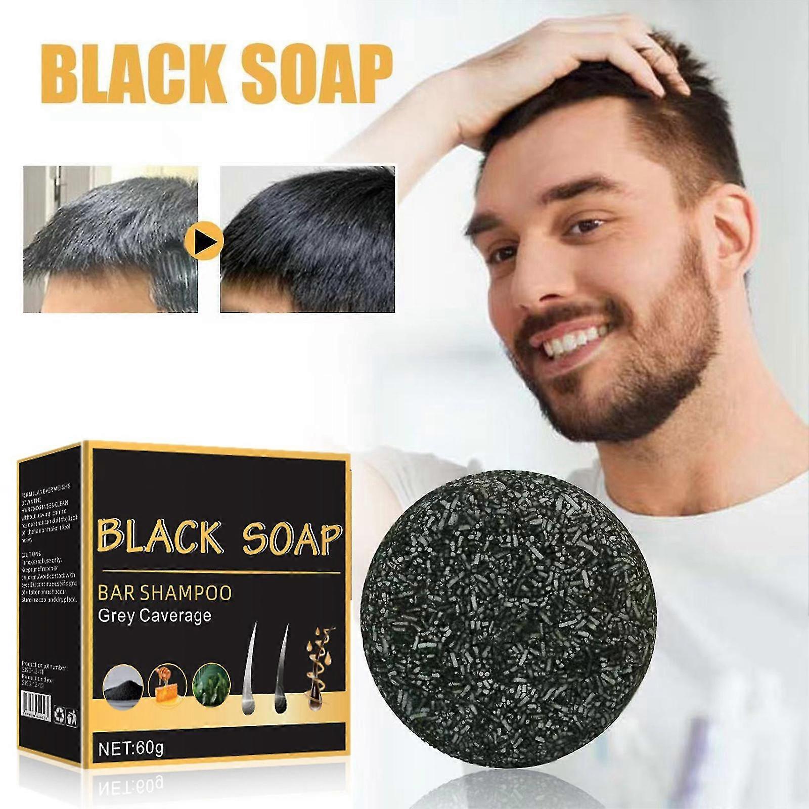 Black Soap for Gray Hair, Reverse Gray Hair Coverage Bar Soap, Hair Darkening Compressed Soap Bar, Black Soap Gray Hair Coverage Soap