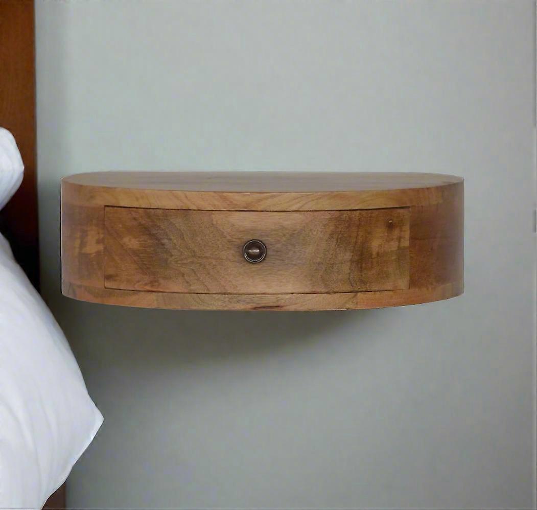 Wall Mounted Round Bedside Cabinet With Drawer