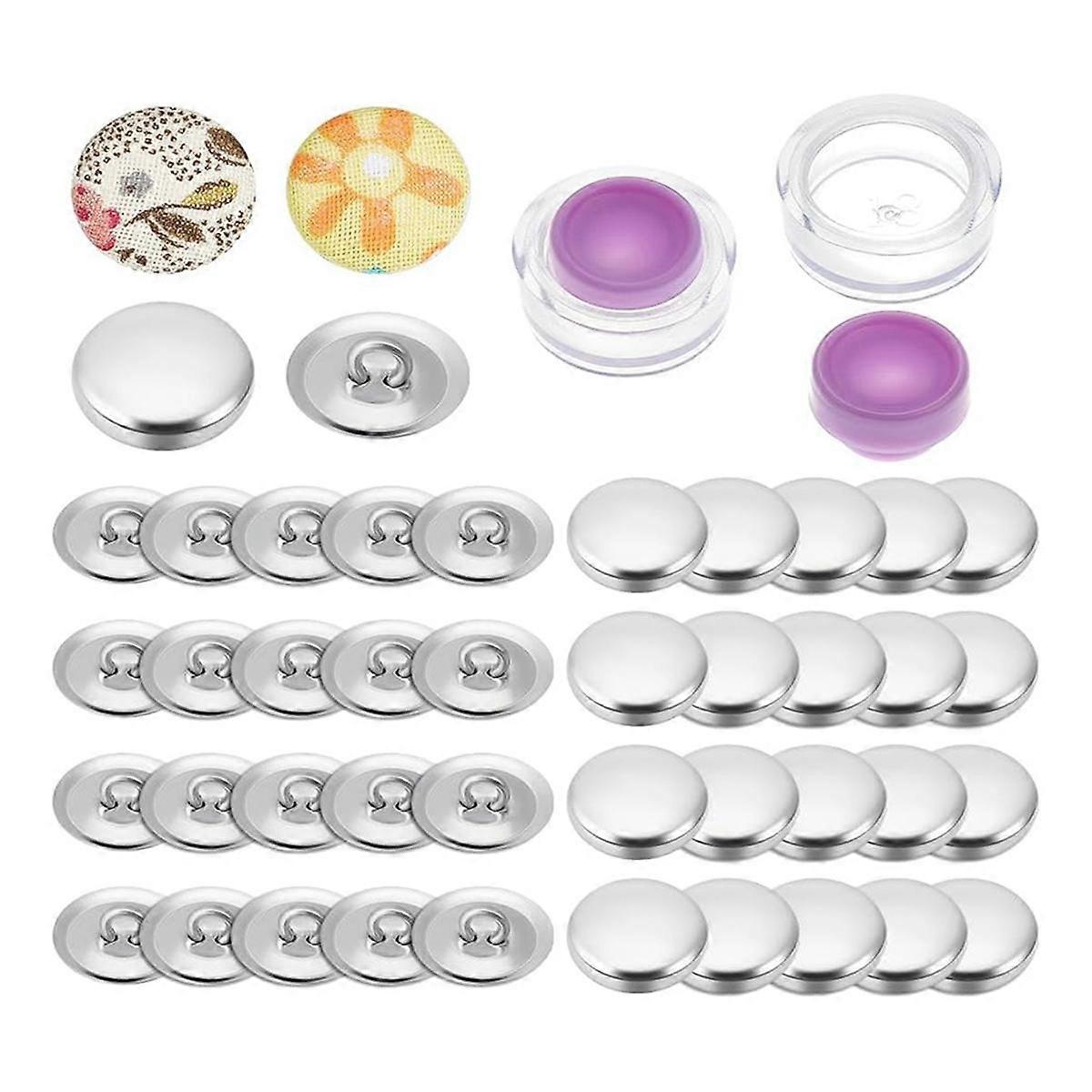 100 Sets Cover Button Kit with Tools,Fabric Button Making Kit,Fabric Cloth Covered Flat Back Button