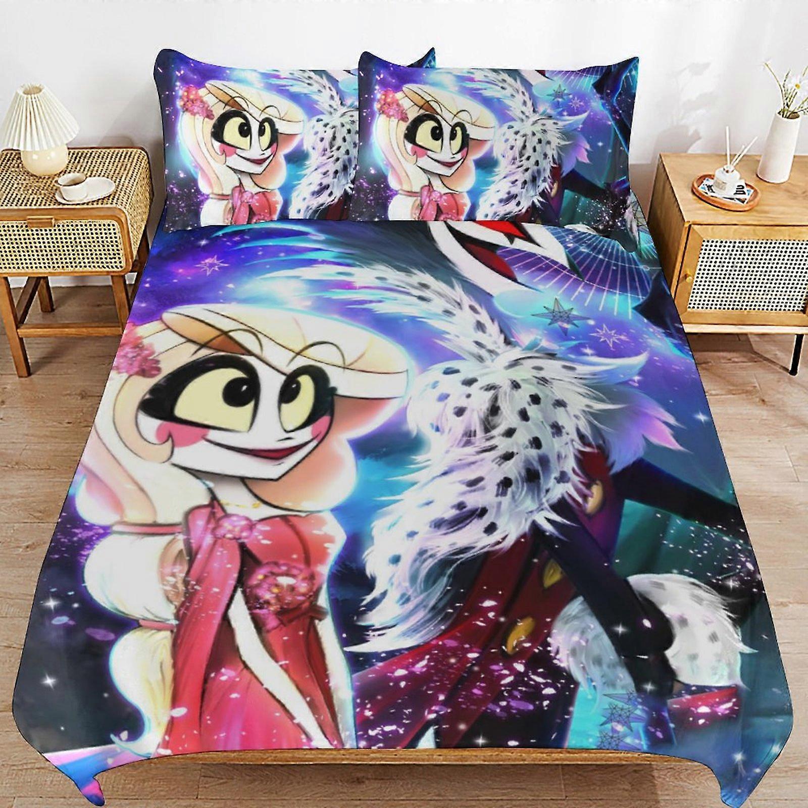 c628 Hazbin Hotel Helluva Boss povlečení Set Povlečení Pohodlné a lehké kreslené povlečení 3dílná sada postele Twin (1 povlak na přikrývku a 2 povlaky na polštář