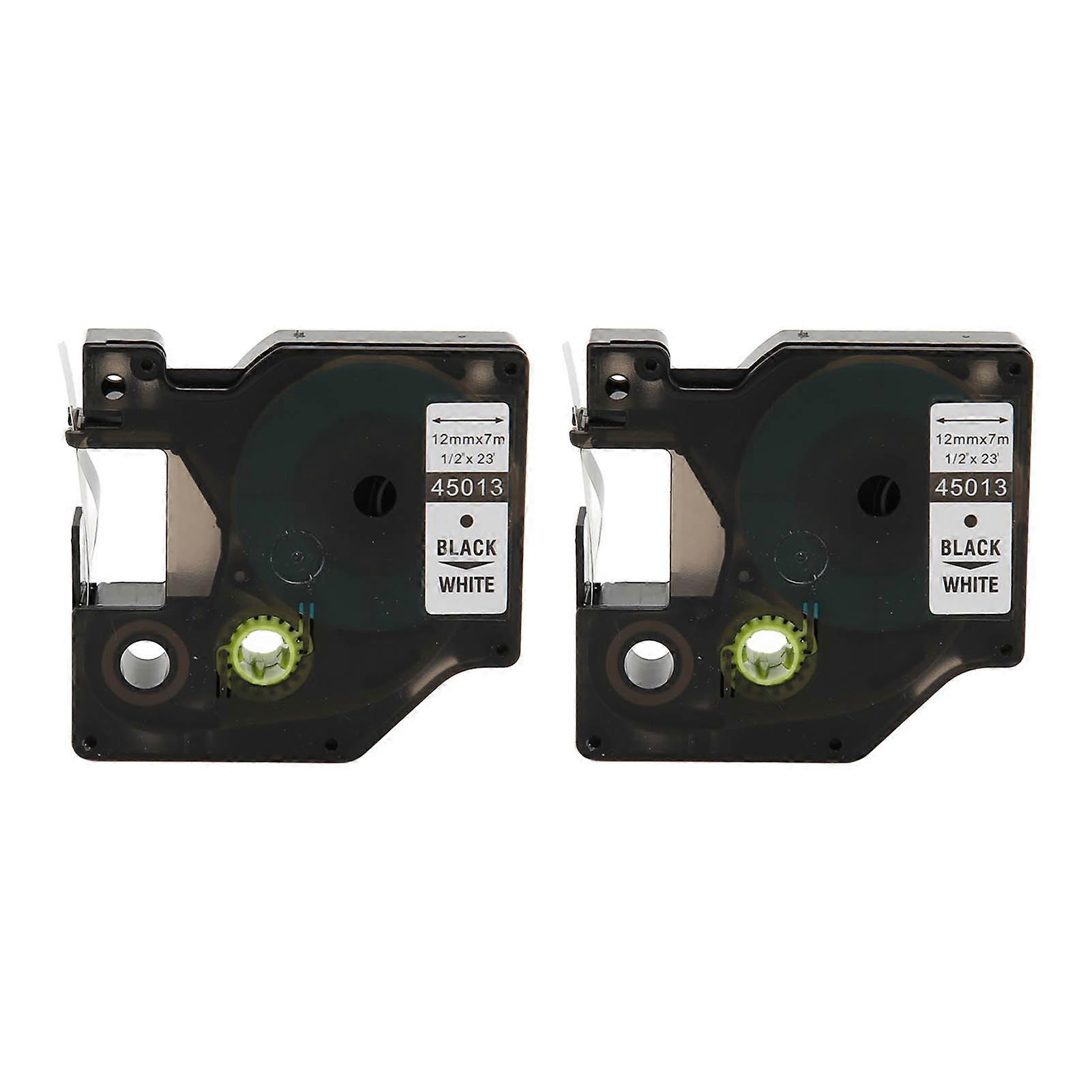 2Pcs Label Tape for D1 Black On White Label Replacement Label Maker Refills for LM210D LP420 M500TS Lable Printers 23FT 12mm / 0.47in