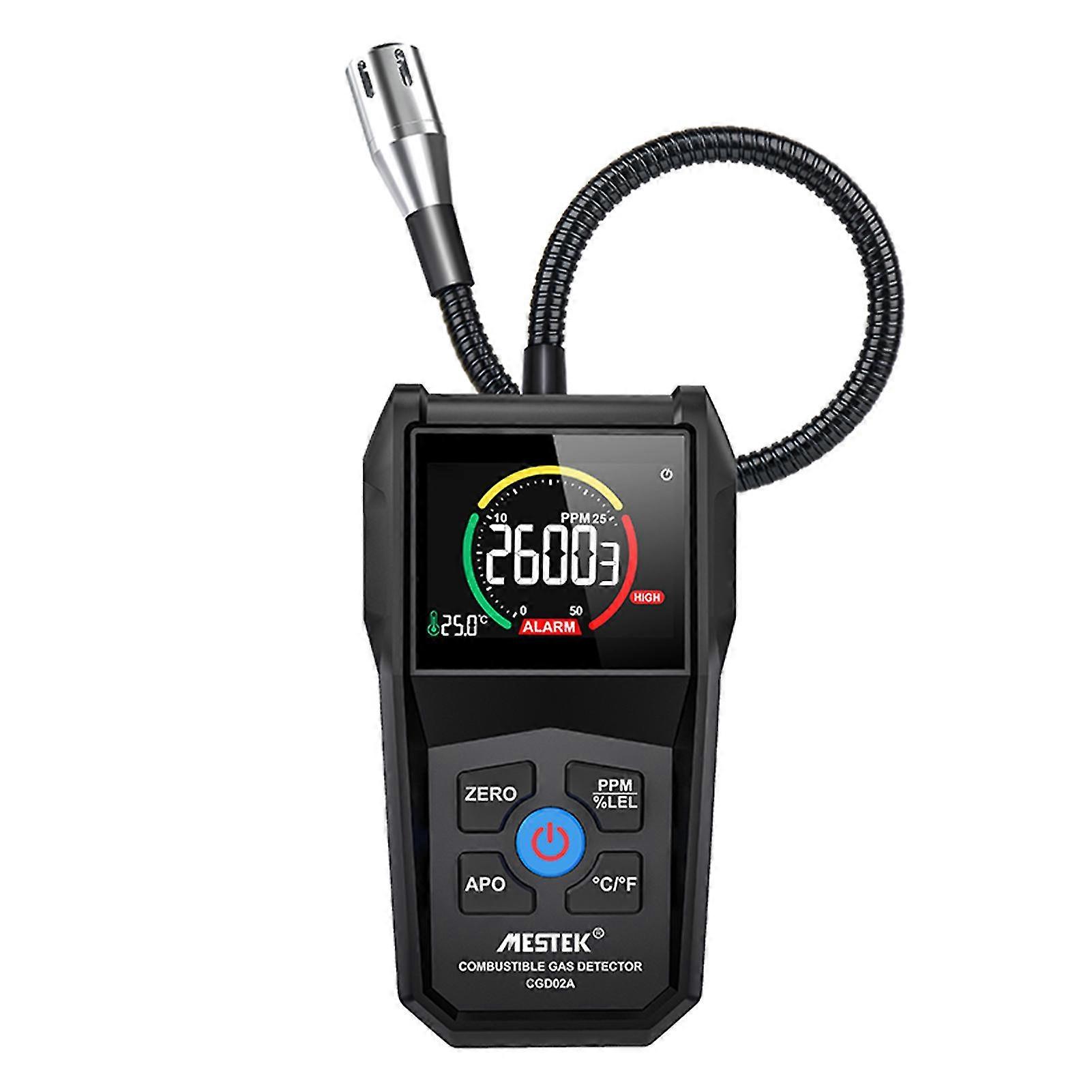 Mestek Cgd02a Combustible Gas Detector High Precision Hand-held Gas Leak Tester Monitor Va Reverse Display Sound And Light Alarm 0-50000ppm