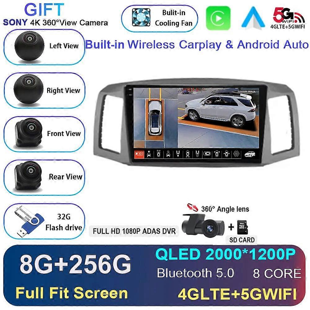 Android 13 Carplay Auto For JEEP Grand Cherokee WK 2004 2005 2006 2007 Multimedia Car Radio Navigation Player Video WIFI+4G DSP